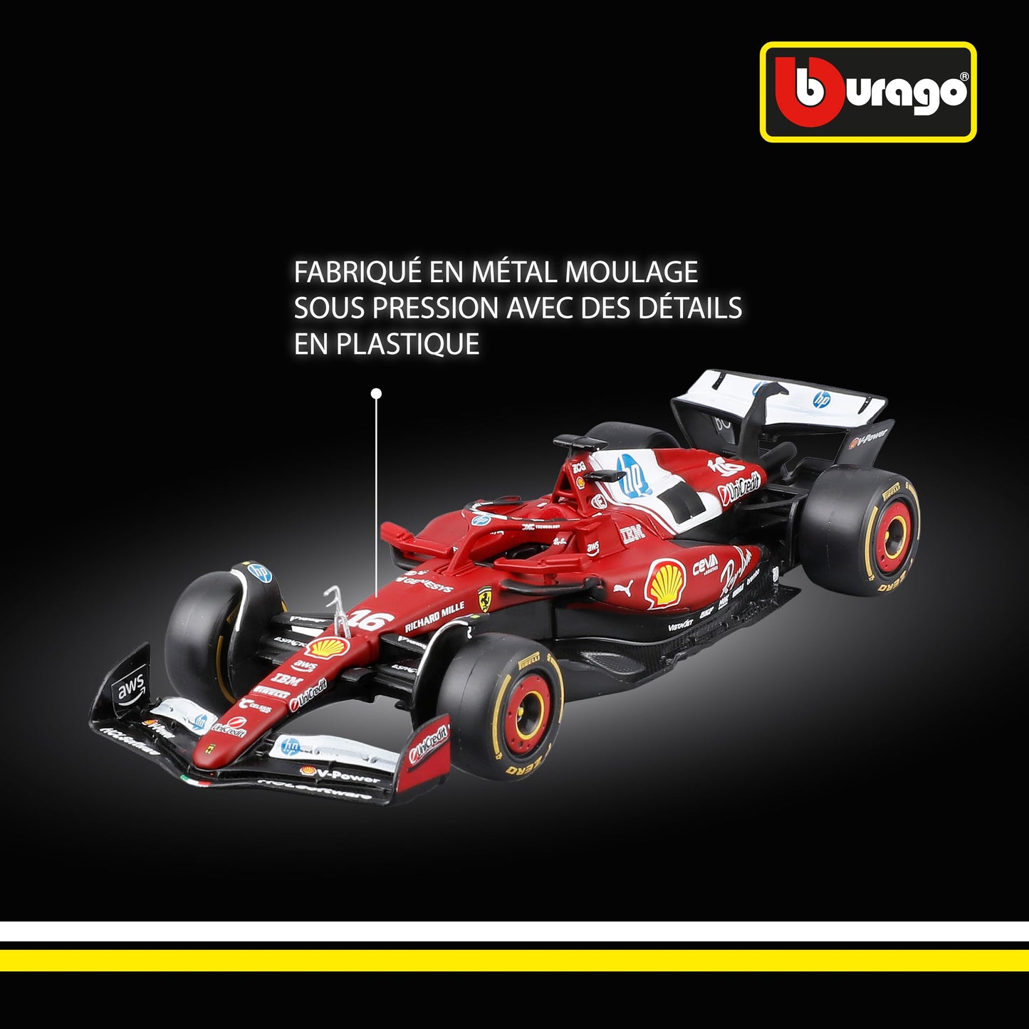 Bburago - F1 BWT Alpine A525 2025#10 Gasly, Voiture Diecast à l'échelle 1:43 avec détails Authentiques, réplique F1 Alpine, livrée Bleue/Rose, Licence Officielle, âge recommandé 3+ Ans