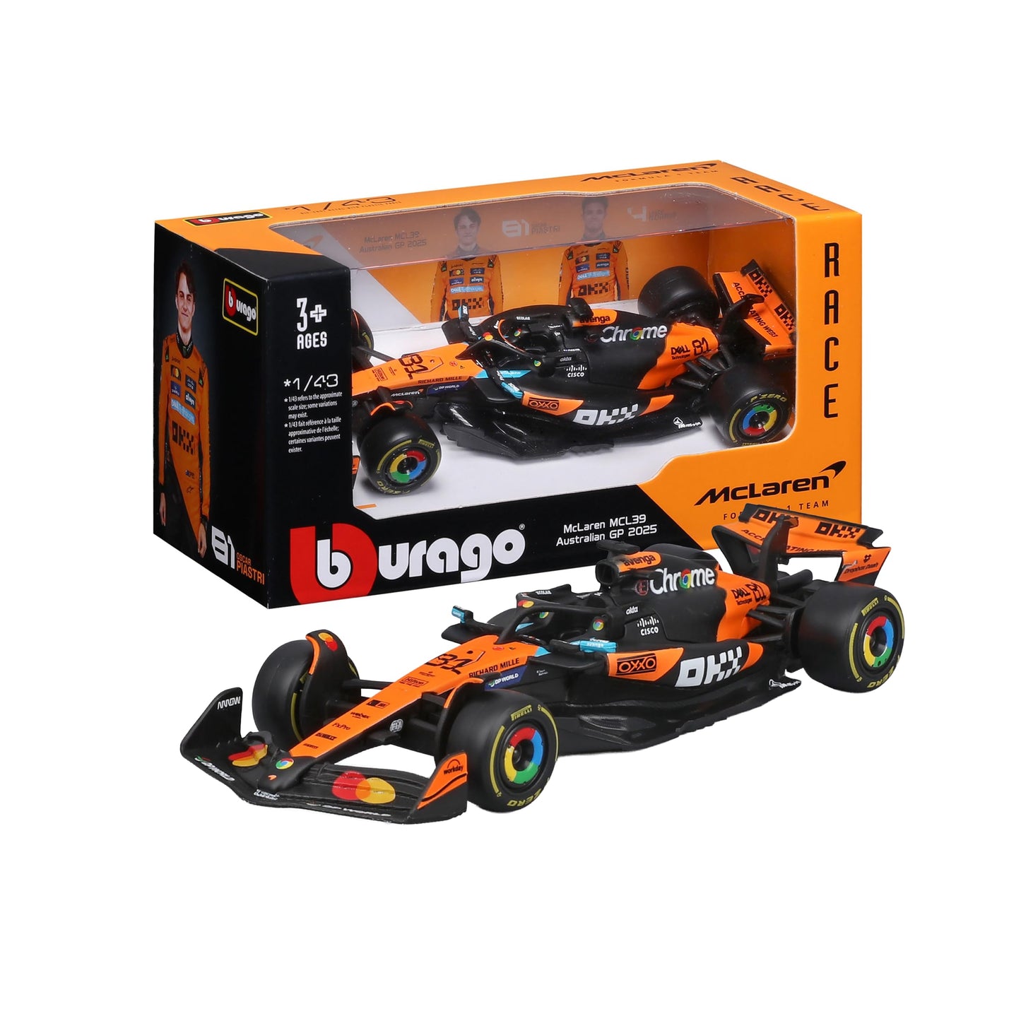 Bburago - F1 BWT Alpine A525 2025#10 Gasly, Voiture Diecast à l'échelle 1:43 avec détails Authentiques, réplique F1 Alpine, livrée Bleue/Rose, Licence Officielle, âge recommandé 3+ Ans