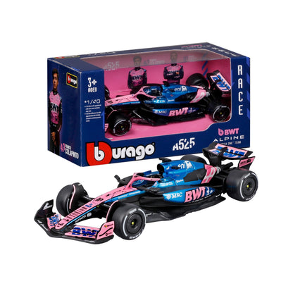 Bburago - F1 BWT Alpine A525 2025#10 Gasly, Voiture Diecast à l'échelle 1:43 avec détails Authentiques, réplique F1 Alpine, livrée Bleue/Rose, Licence Officielle, âge recommandé 3+ Ans