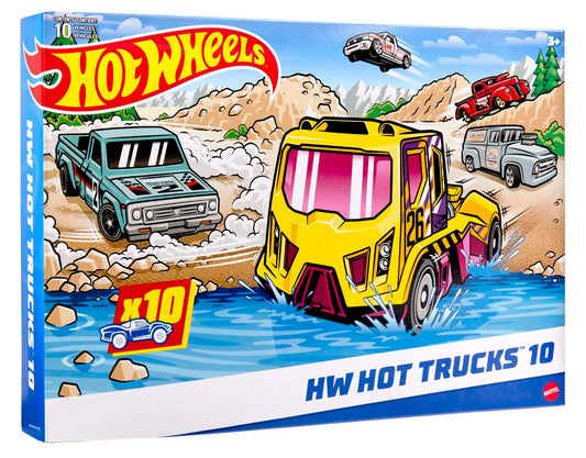 Hot Wheels Coffret De 10 Voitures (Modèle aléatoire), Véhicules Jouets À L'Échelle 1:64 avec Détails Et Décors Réalistes, Voitures De Collection, Jouet pour Enfant de 4 Ans et Plus, 54886