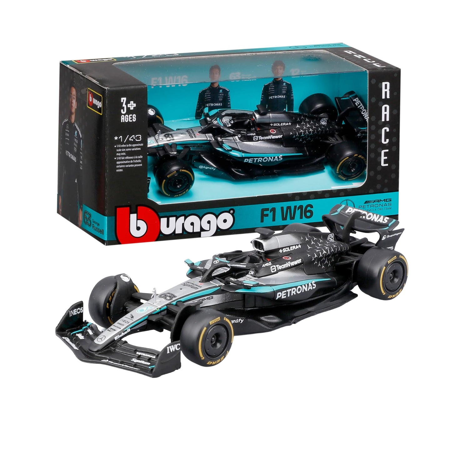 Bburago - F1 BWT Alpine A525 2025#10 Gasly, Voiture Diecast à l'échelle 1:43 avec détails Authentiques, réplique F1 Alpine, livrée Bleue/Rose, Licence Officielle, âge recommandé 3+ Ans
